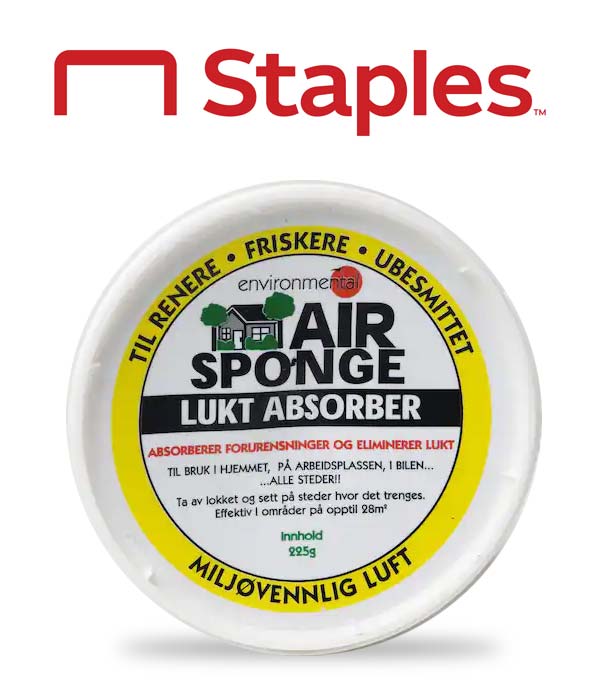 Air Sponge luktfjerner kan nå kjøpes i alle Lyreco butikkene.